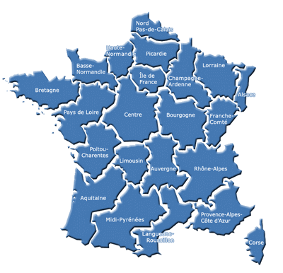 Carte des rgions de France
